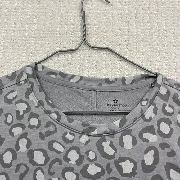 Tuff Athletics Women's XXL Grey Workout Tee Leopard Camo AOP Short Sleeve - Picture 6 of 14